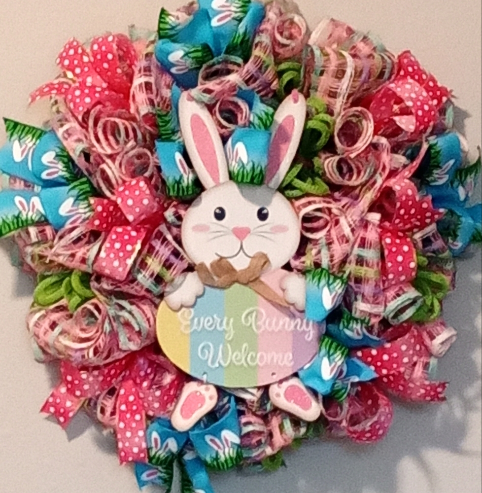 Colorful Easter Bunny Wreath